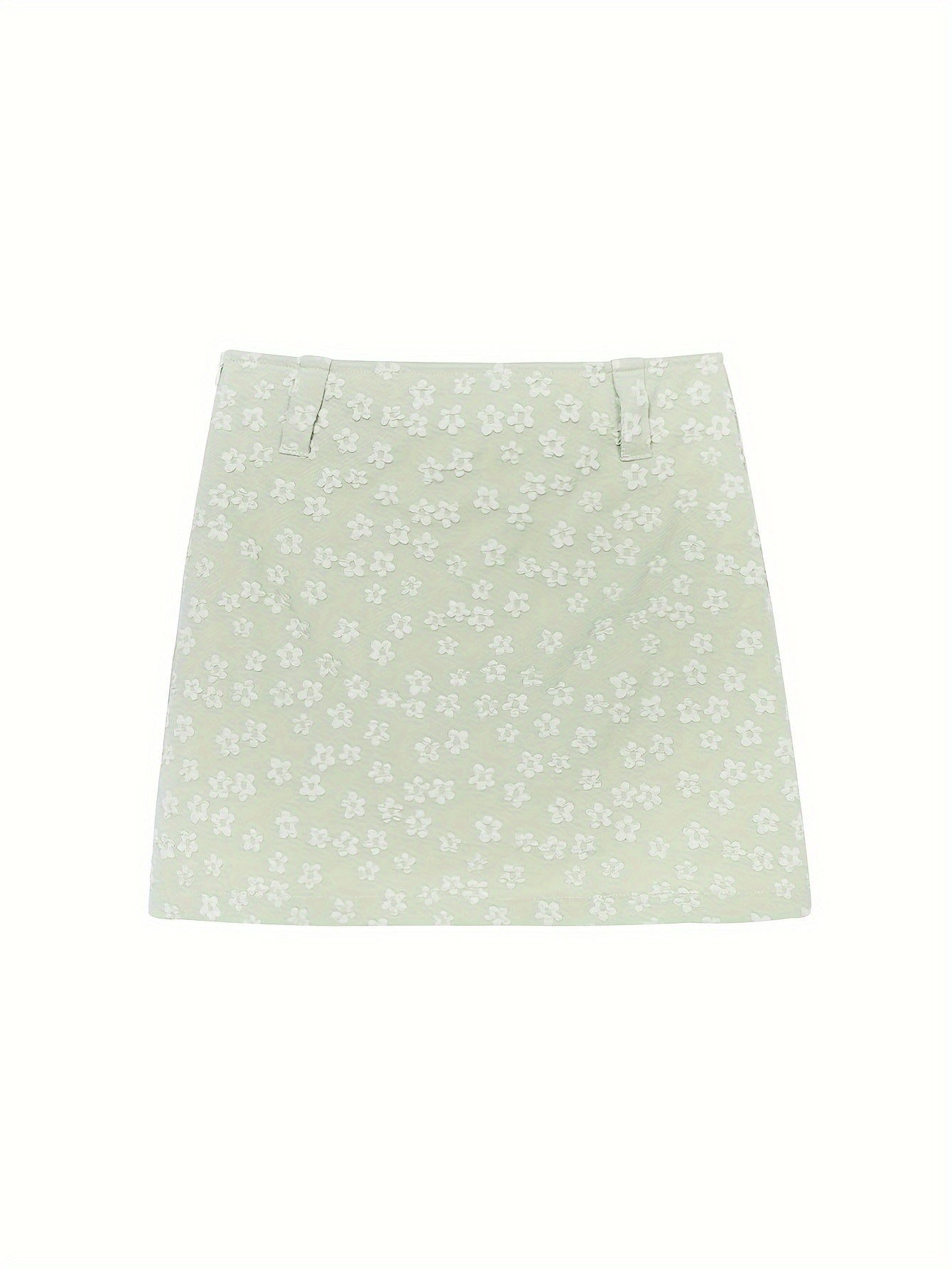 Floral Texture High Waist Mini Skirt