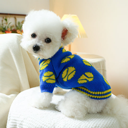 Adorable Blue Dog Sweater - Soft, Warm, and Cozy Acrylic Knit Pullover for Small to Medium Breed Dogs and Cats