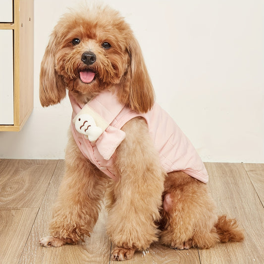 Pet Thick Pink Vest And Scarf Set