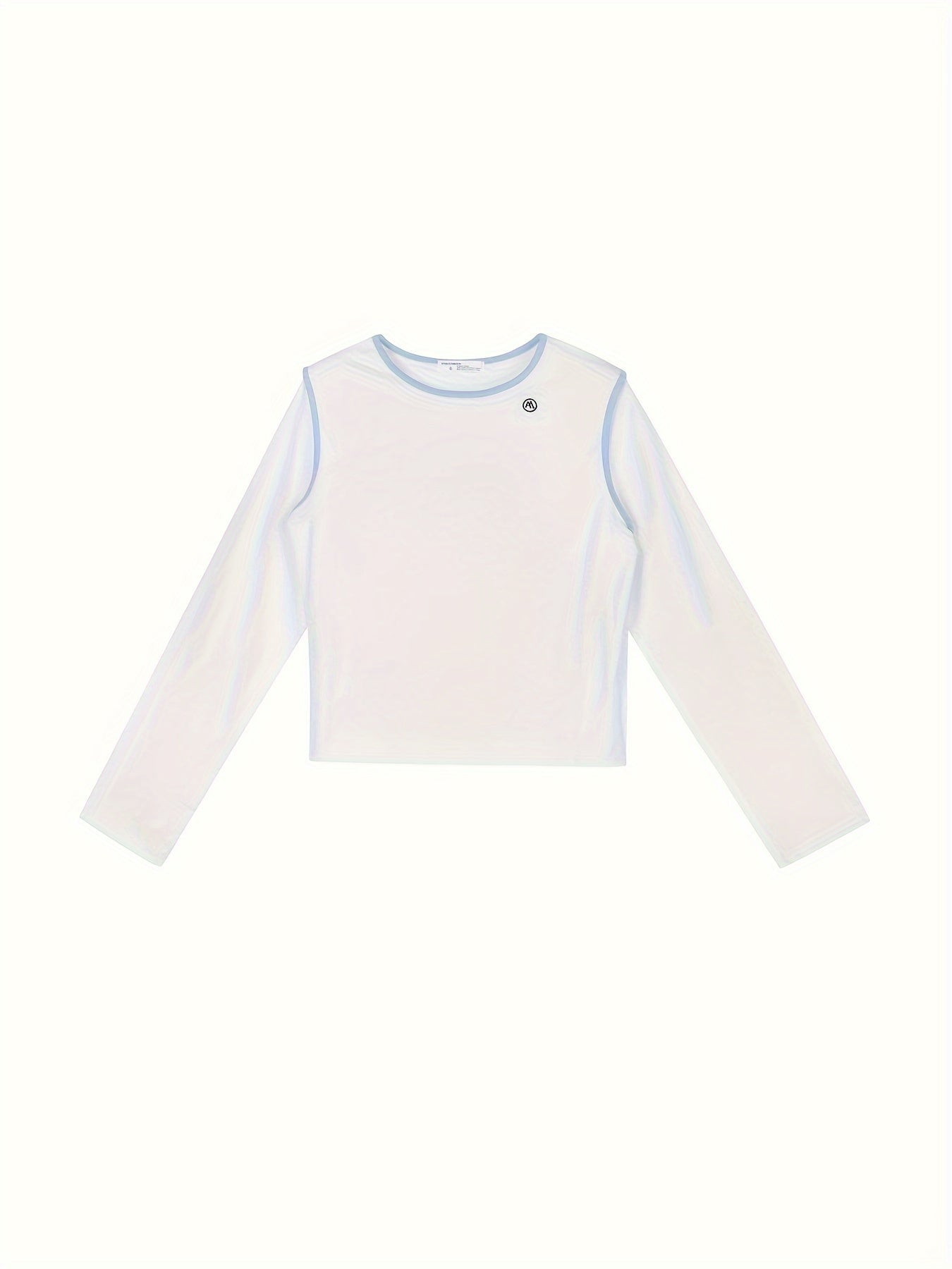 Contrast Color Crew Neck T-shirt - Casual Long Sleeve Top For Spring & Fall