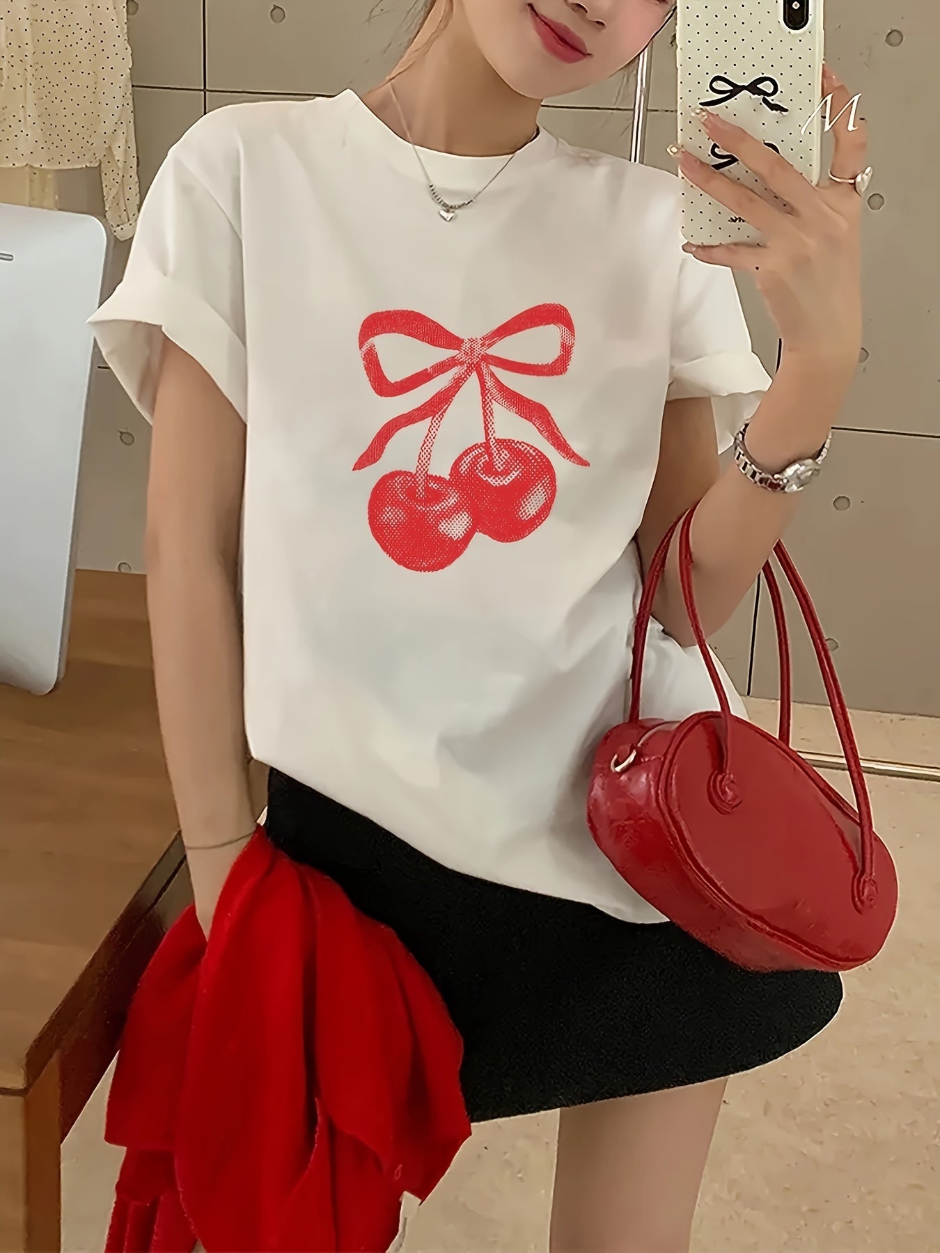 Cherry Print Short Sleeve T-shirt