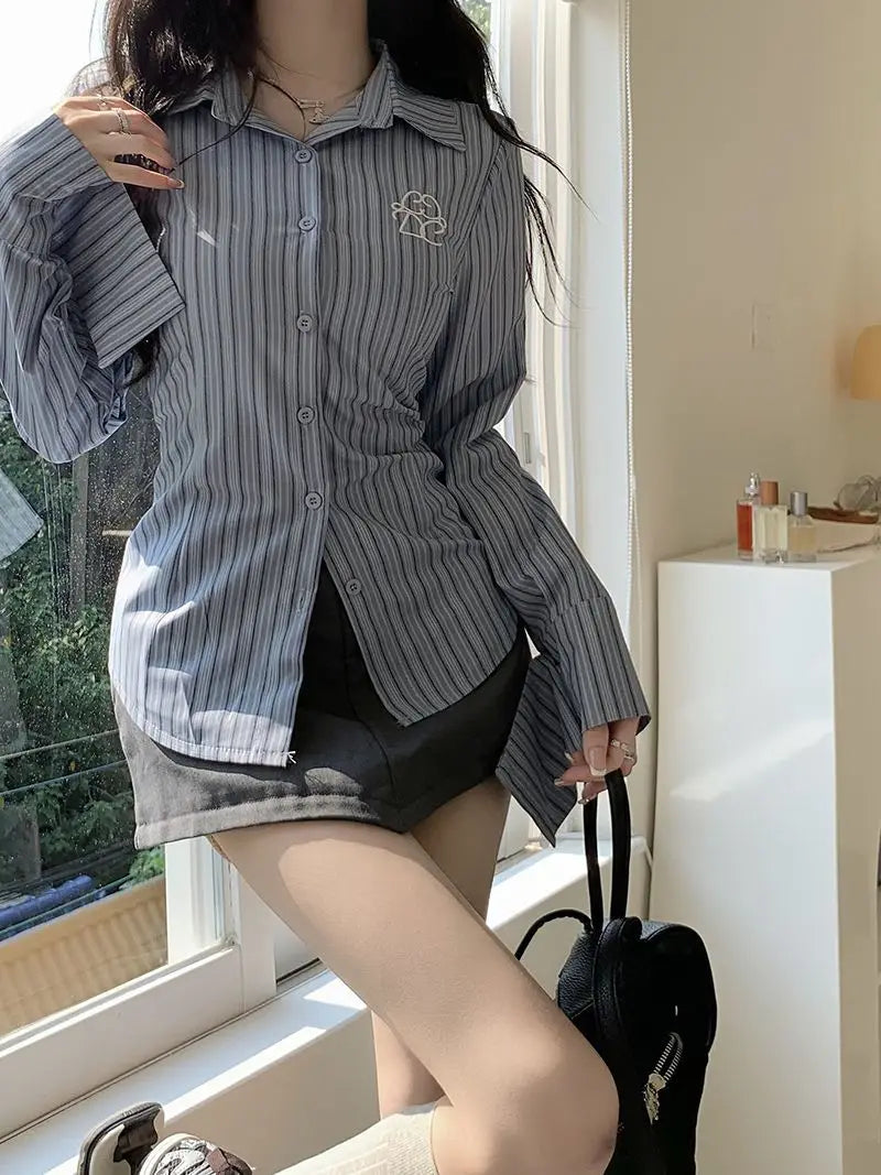 Zoki Harajuku Retro Striped Shirt