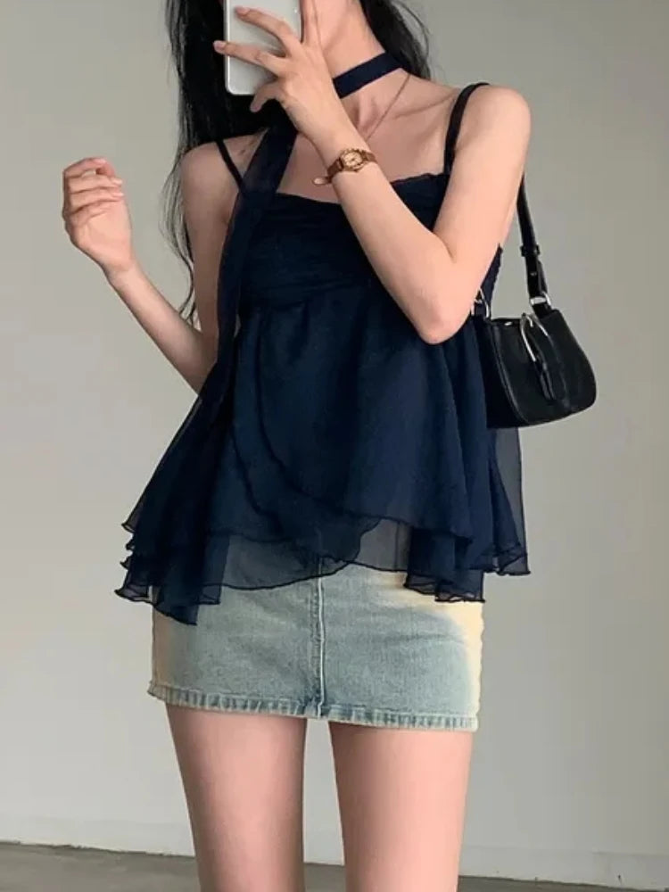 Korean Fashion Sexy Tank Top Loose Women Aesthetic Sleeveless