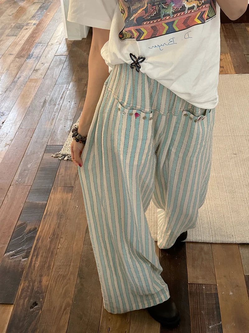 Vintage Striped Wide Leg Pants