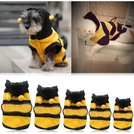 Cute Bee Cosplay Sweater for Dogs and Cats: Soft and Comfortable Puppy Hoodies!