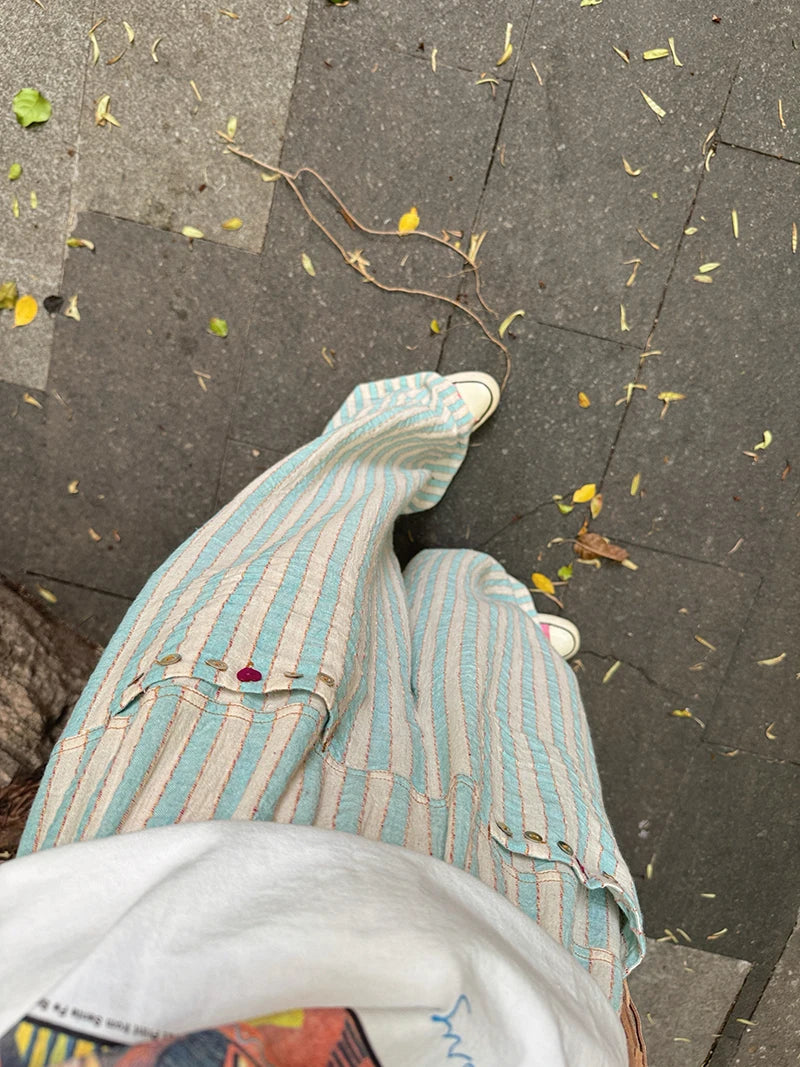 Vintage Striped Wide Leg Pants