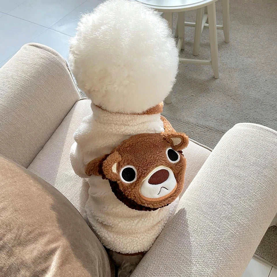 Warm Dog Clothes - Pet Bear Backpack Cotton Coat Teddy