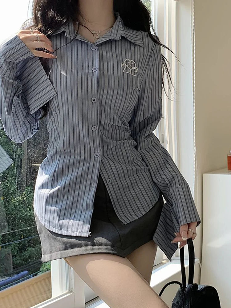 Zoki Harajuku Retro Striped Shirt