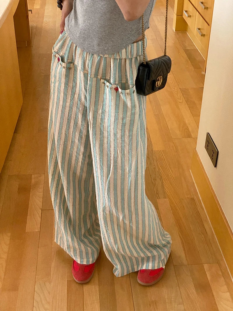 Vintage Striped Wide Leg Pants