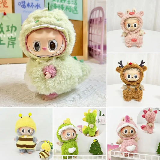 17cm blind box macaron mini clothes for Labubu doll clothes (Clothes only)