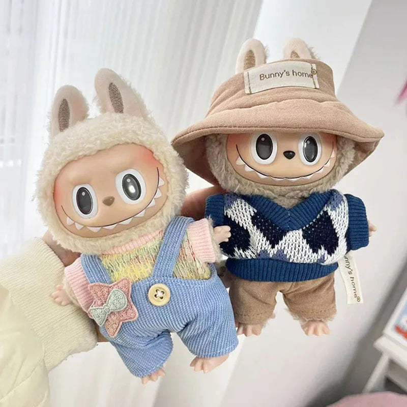 17cm Cute Mini Plush Doll'S Clothes Outfit Accessories For Korea Kpop Exo Labubu Idol Dolls Sweater Hoodie