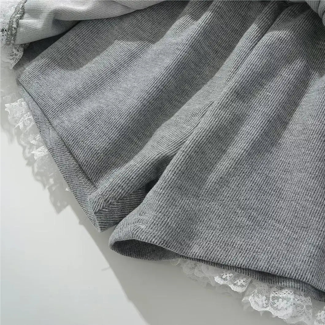 Summer Korean fashion grey mini skirt