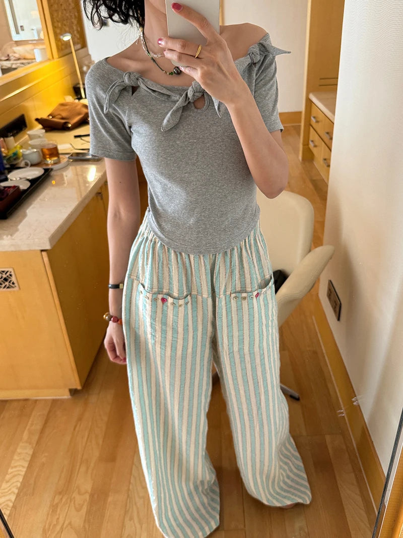 Vintage Striped Wide Leg Pants