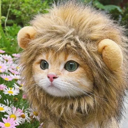 Adorable Cat Lion Mane Wig Costume: Transform Your Cat into a Fierce Lion!