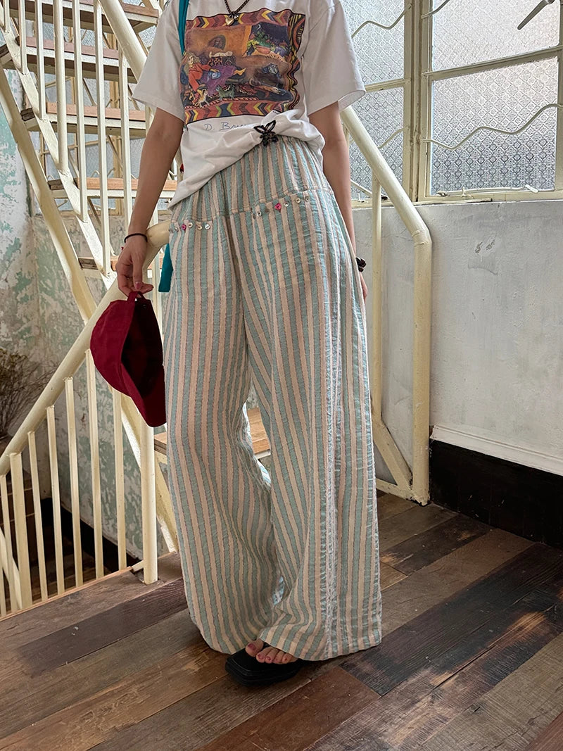 Vintage Striped Wide Leg Pants