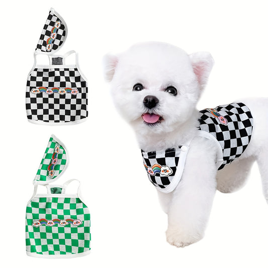 Checkerboard Pet Vest And Removable Bib Set