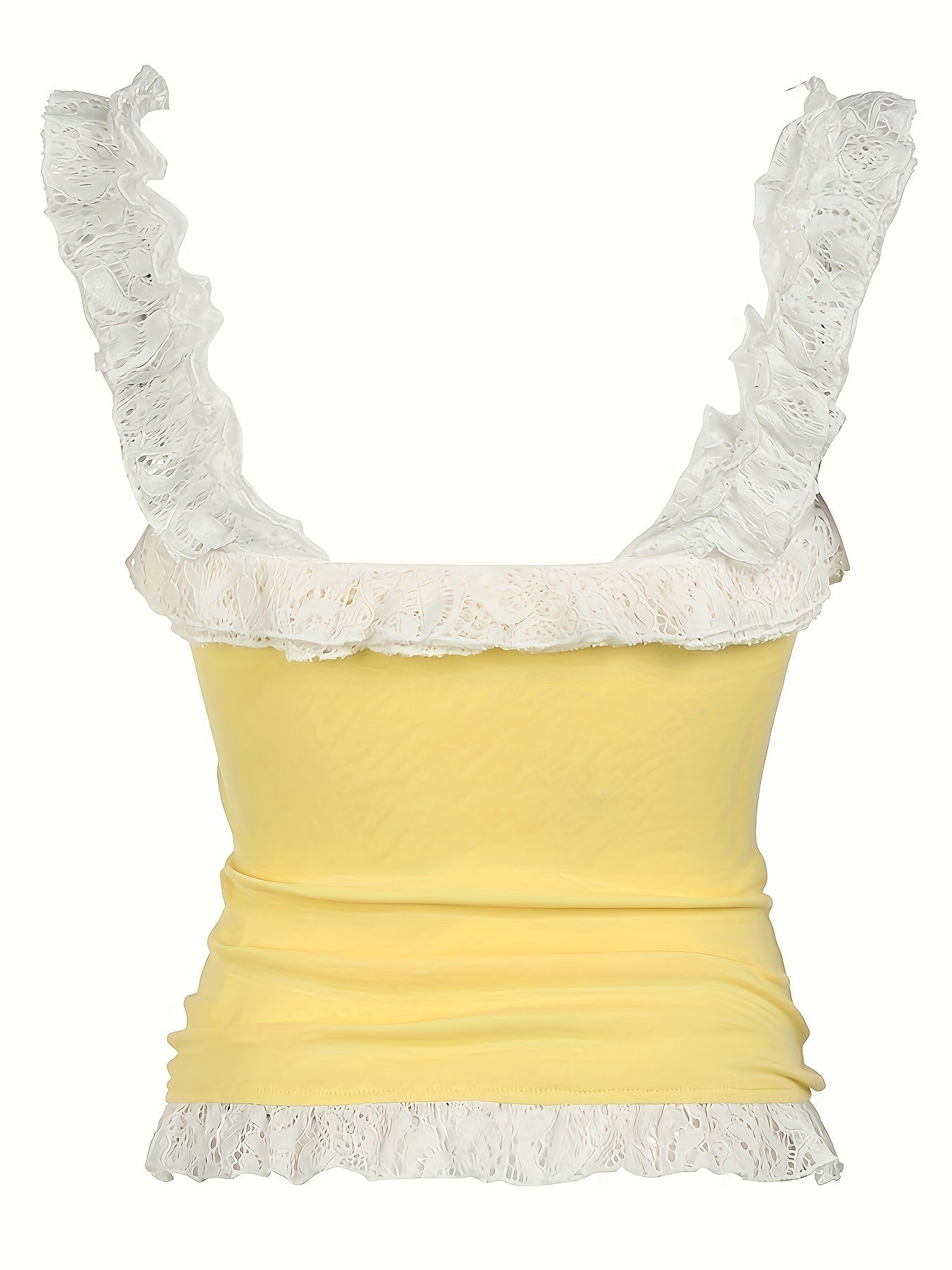 Y2K-Inspired Cotton Blend Cami Top With Lace Trim