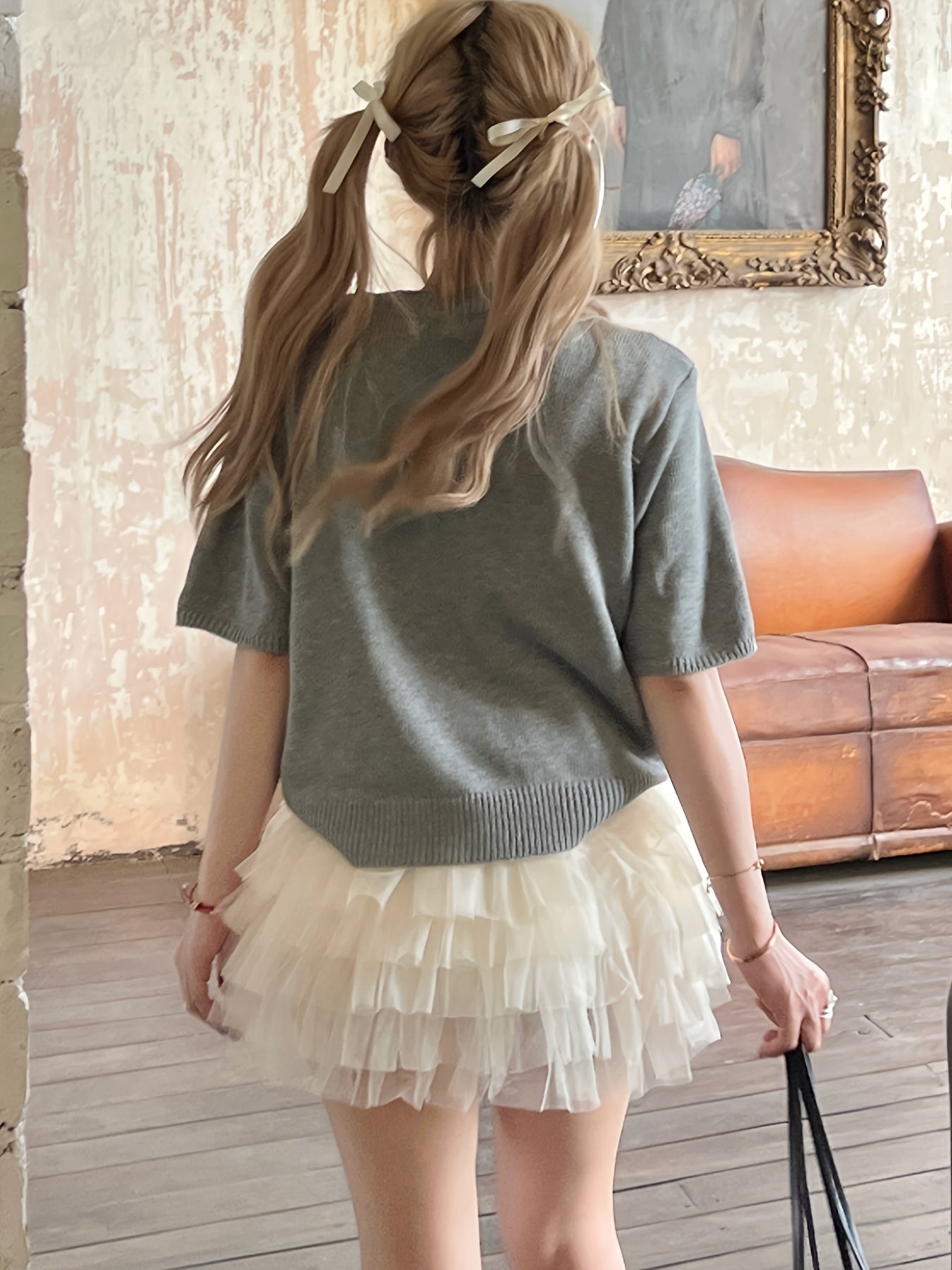 Chic White Layered Tulle Tutu Skirt - Princess Cake Style, Polyester, Non-Transparent - Perfect for All Seasons